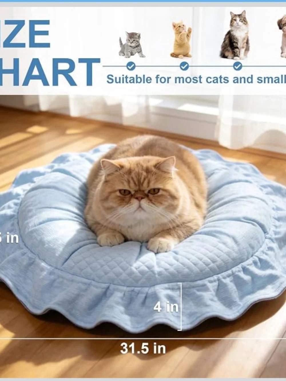 NWT Cooling Round Pet Bed in Light Blue